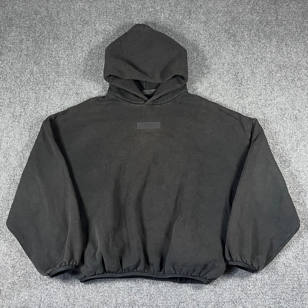 Essentials Fear of God Gray Hoodie XS Oversized Crop Boxy Faded Pockets